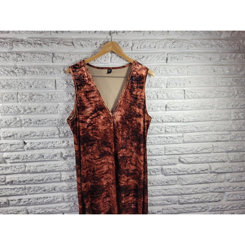 Shein Curve Women's 2XL Brown Watercolor Maxi Dress Sleeveless V-Neck WAT114XE - Picture 4 of 11